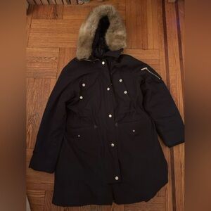 Michael Kors Black Ski Jacket with Faux Fur Hood